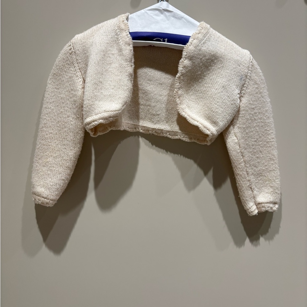 Italian infant 18 month cardigan shrug 100% merino wool